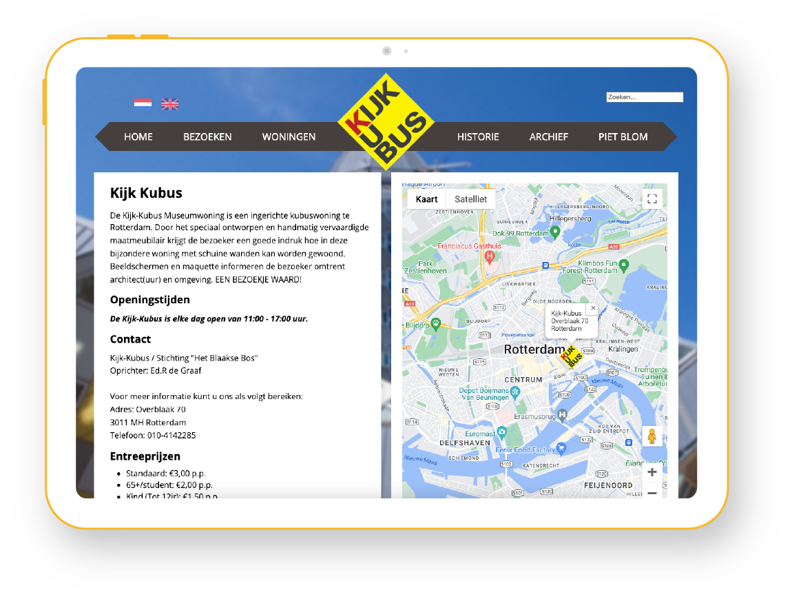website Kijk Kubus bezoekersinformatie en locatie