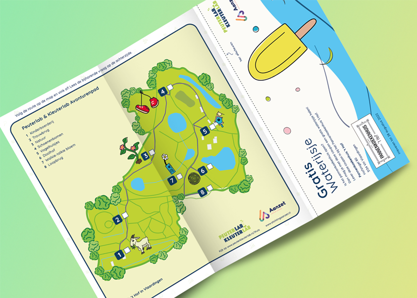 Peuterlab en Kleuterlab drukwerk avonturenpad speurkaart met voucher