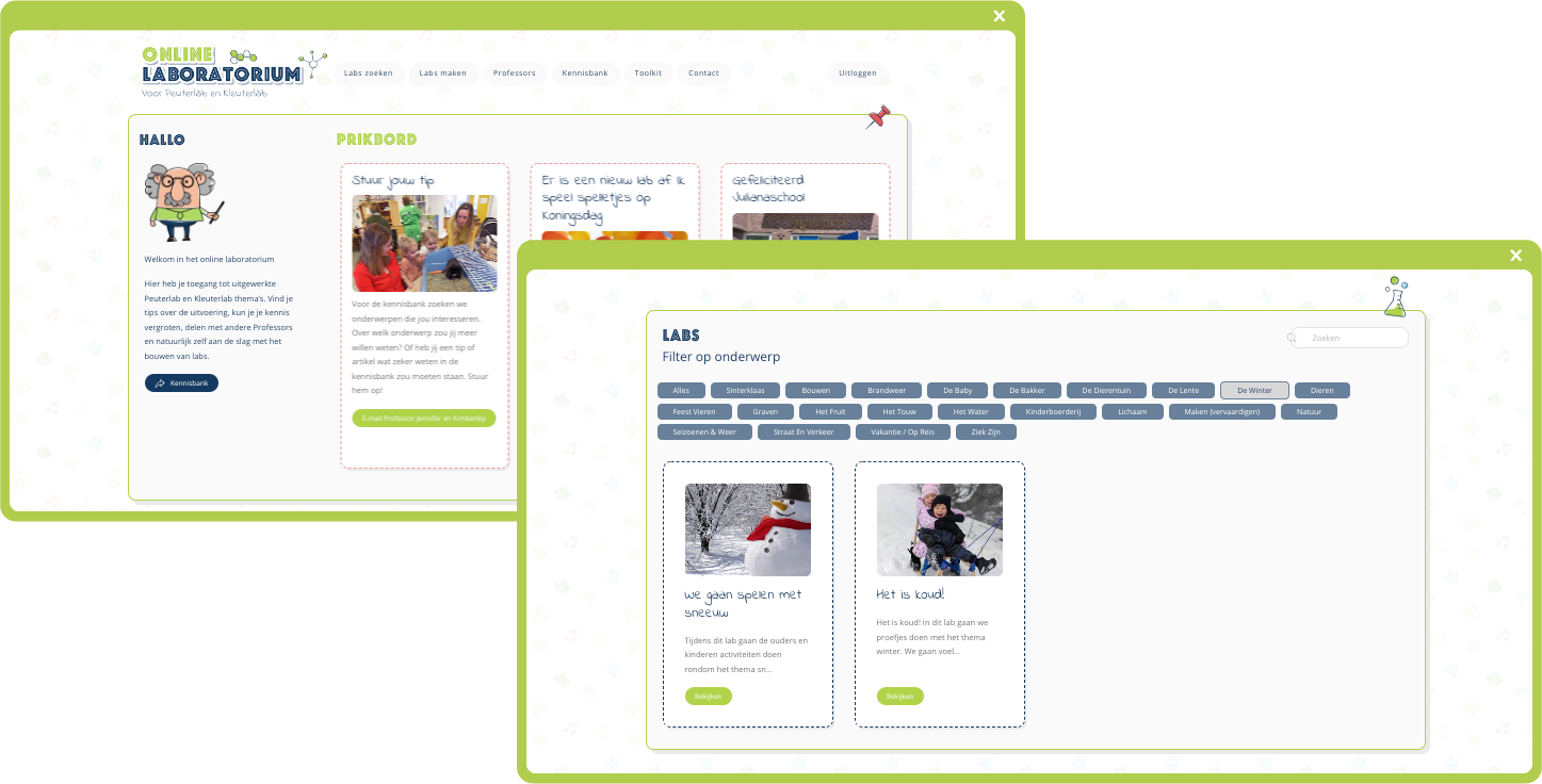 Peuterlab en Kleuterlab online laboratorium 